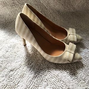 J.Crew Factory Canvas Bow Stripe Heels
